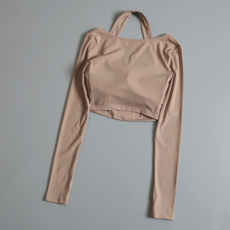 Chloe Cutout Built-In Bra Top with Thumb Hole